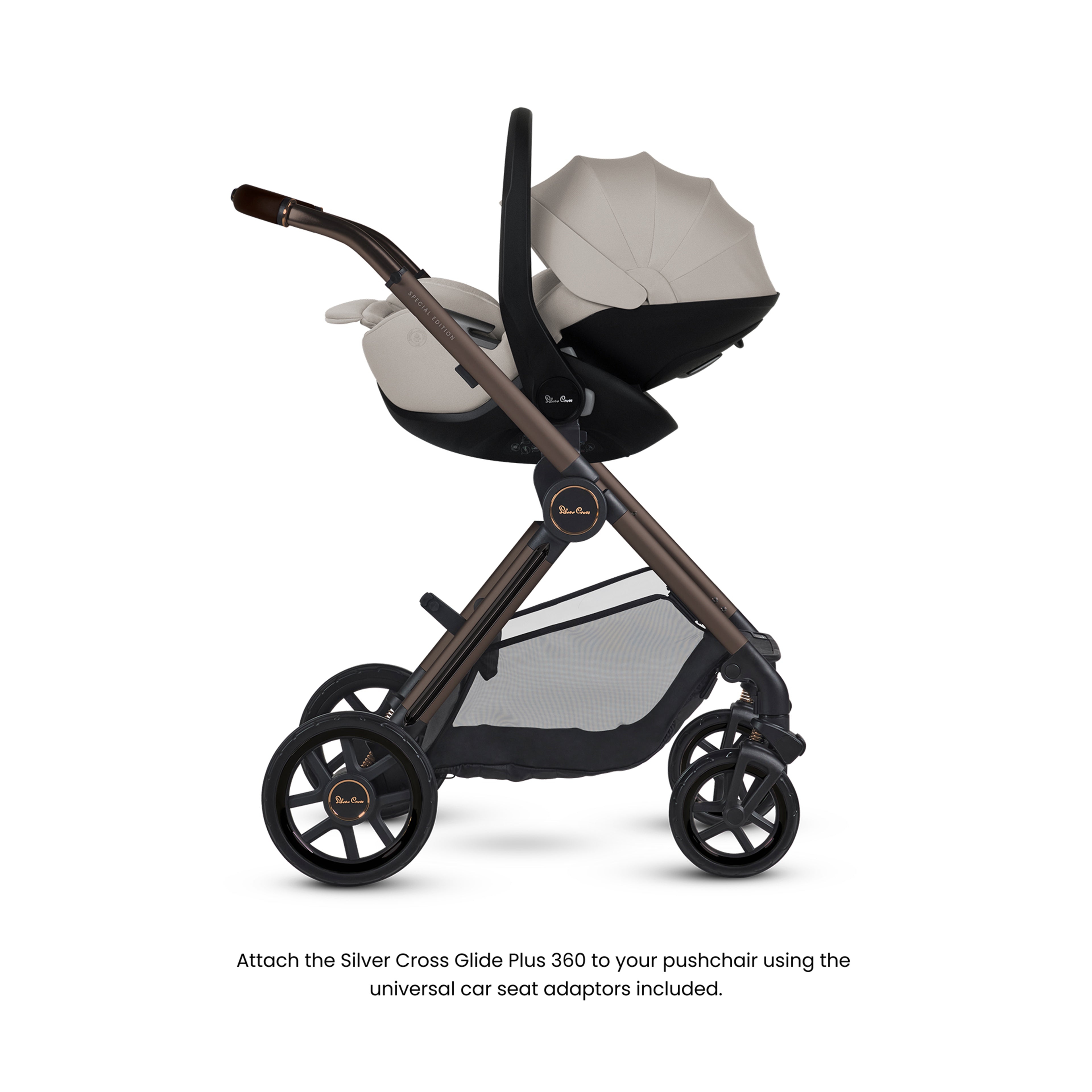Reef 2 SPECIAL EDITION Ganache Travel System Ultimate 360 Natural Taupe Infant Carrier Bundle (11 piece)