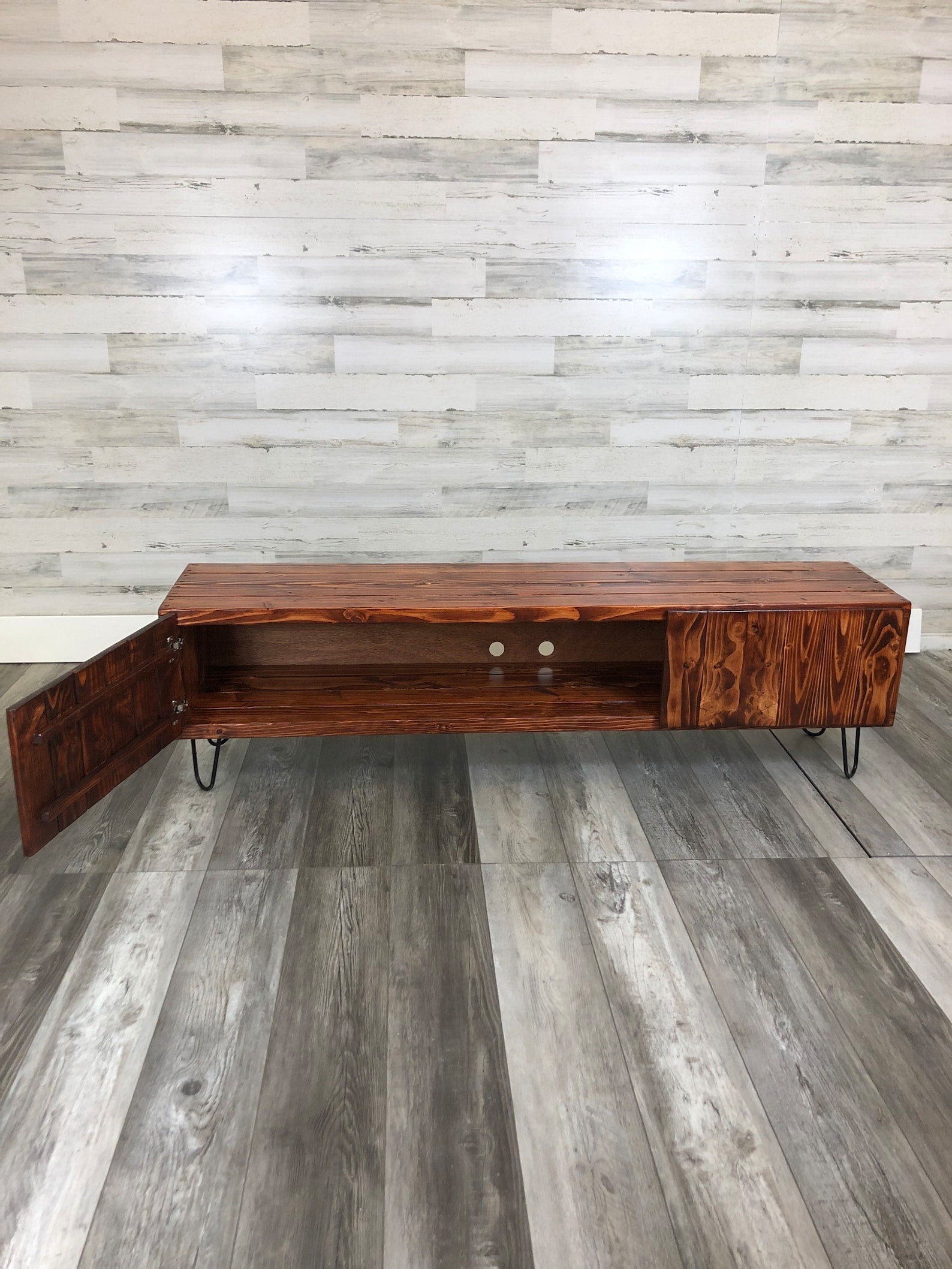 Handcrafted Wood TV Stand with Soft-Close Doors