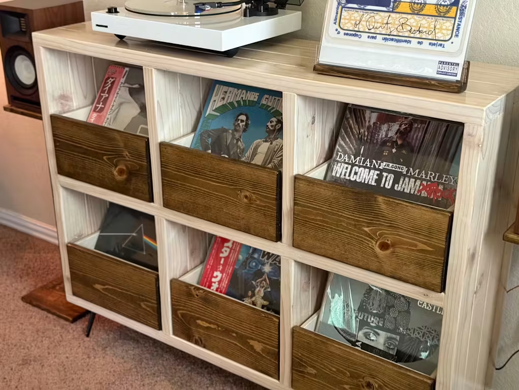 6-Pack Vinyl Record Storage with Drawers