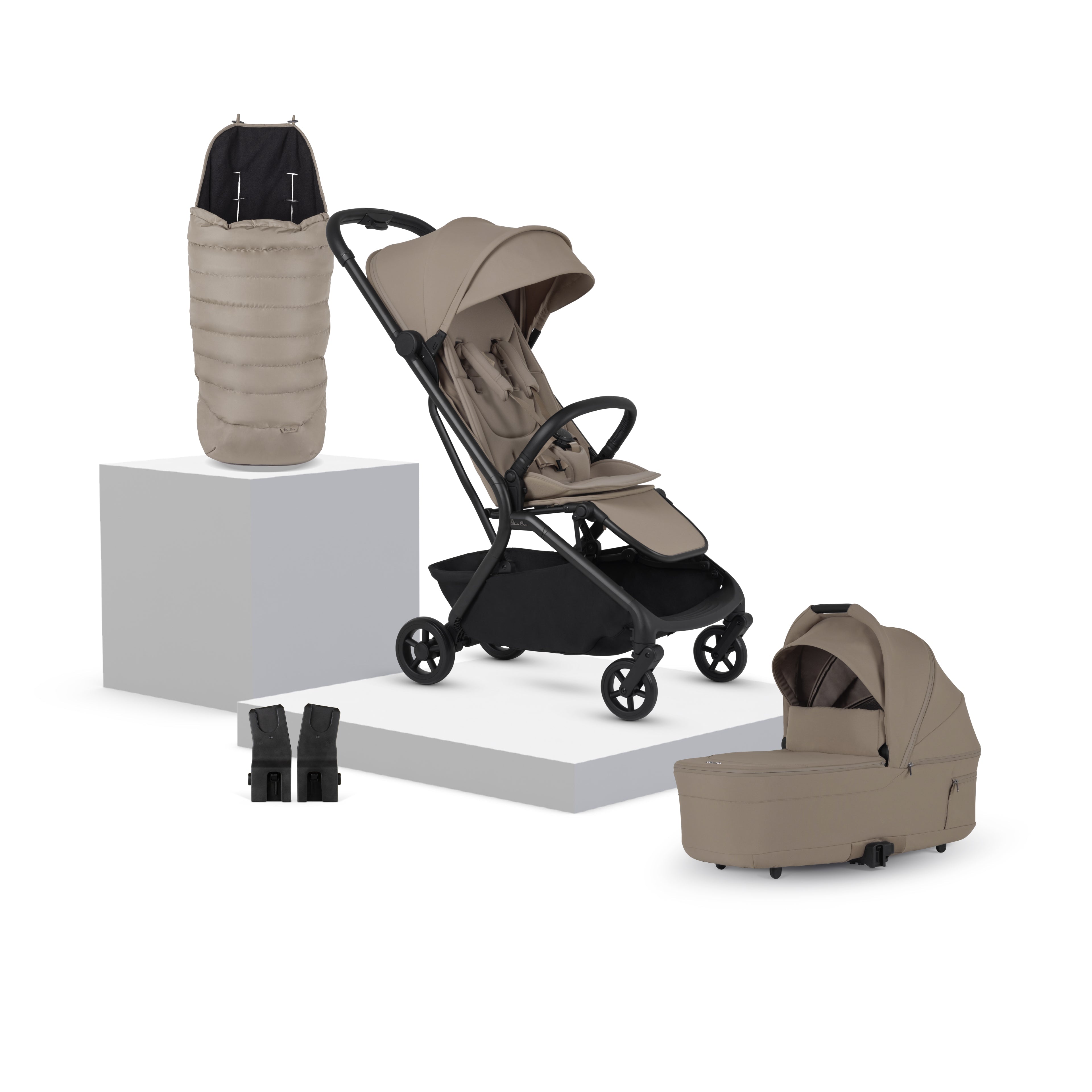 Nia Champagne Compact Travel Stroller with Carrycot (6 Piece)