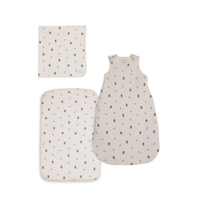 Lunar Bedside Crib Whisper Grey New Arrival Bundle - Bunny Print